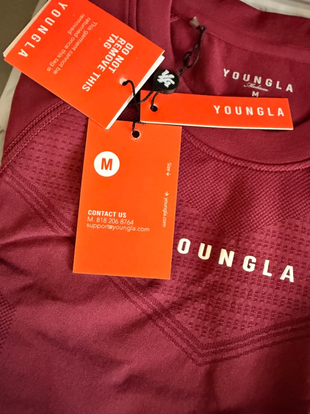 YoungLA 475 Supervillain Compression Tee, Size M, Burgundy, NWT - Picture 6 of 7